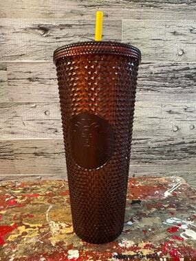 Starbucks x ASU 2022 Limited Edition Amber Textured Studded Tumbler with Straw